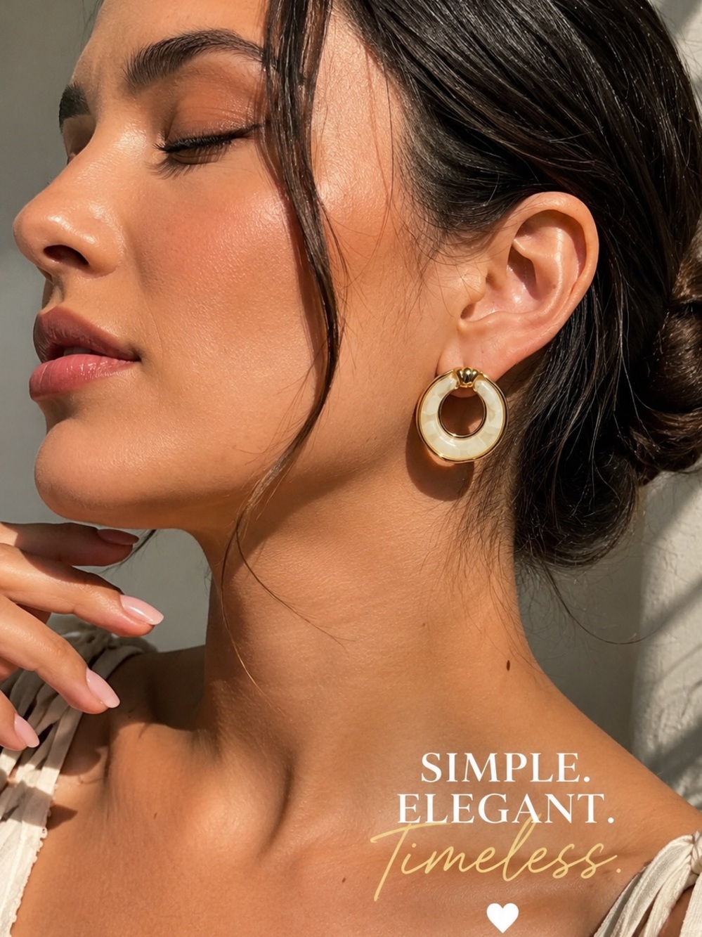 ✨ Elegant Resin Hoop Earrings | 18K Gold Plated Stainless Steel | Ivory